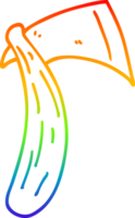 rainbow gradient line drawing of a cartoon sharp axe png