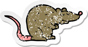 retro distressed sticker of a cartoon rat png