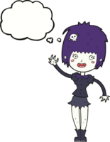 cartoon waving vampire girl with thought bubble png