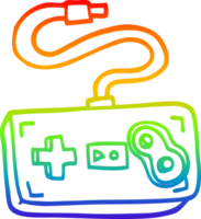 rainbow gradient line drawing of a cartoon game controller png