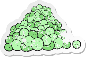 retro distressed sticker of a cartoon peas in pod png