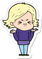 sticker of a cartoon angry woman png