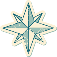 iconic distressed sticker tattoo style image of a star png