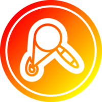 magnifying glass burning circular icon with warm gradient finish png