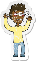 retro noodlijdende sticker van een cartoon doodsbange man png