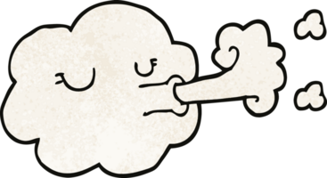 cartoon doodle wolk die een storm blaast png