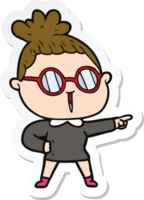 sticker of a cartoon woman wearing spectacles png