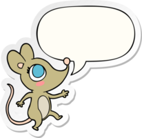 cute cartoon mouse with speech bubble sticker png