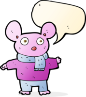 cartoon mouse in clothes with speech bubble png