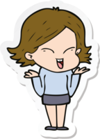 sticker of a happy cartoon girl png