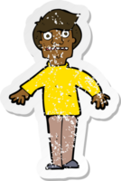 retro noodlijdende sticker van een cartoon geschokte man png