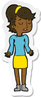 sticker of a cartoon woman shrugging shoulders png