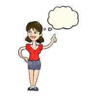 cartoon woman with great idea with thought bubble png