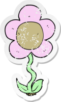 distressed sticker of a cartoon flower png