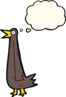 divertente cartone animato uccello con pensato bolla png