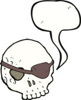 cartoon skull with eye patch with speech bubble png