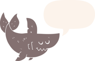 cartoon shark with speech bubble in retro style png