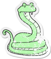 autocollant en détresse d'un serpent de dessin animé png