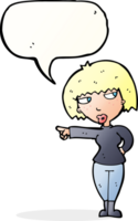 cartoon annoyed woman pointing with speech bubble png