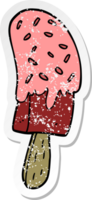 distressed sticker of a cartoon ice cream lolly png