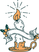 scroll banner with tattoo style spooky melting candle png