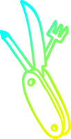 cold gradient line drawing of a cartoon pen knife png