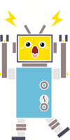 flat color retro cartoon of a malfunctioning robot png
