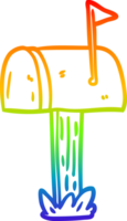 rainbow gradient line drawing of a mailbox png