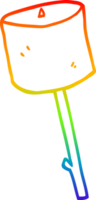 arco iris degradado línea dibujo de un dibujos animados malvavisco en palo png
