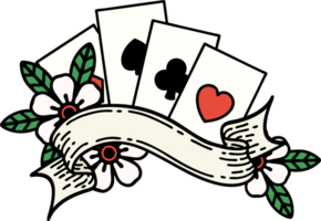 tattoo in traditional style of cards and banner png