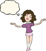 cartoon woman taking praise with thought bubble png