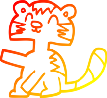 warm gradient line drawing of a funny cartoon cat png
