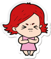 sticker of a cartoon angry girl png