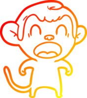 warm gradient line drawing of a shouting cartoon monkey png