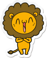 autocollant d'un lion de dessin animé heureux png