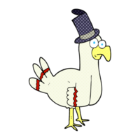 hand drawn cartoon bird wearing top hat png