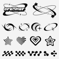 Y2K element collection for posters and streetwear fashion design vector