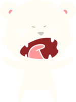 oso polar de dibujos animados de estilo de color plano enojado png