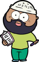 cartoon bearded man with clipboard and pen png