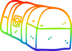 rainbow gradient line drawing of a cartoon treasure chest png