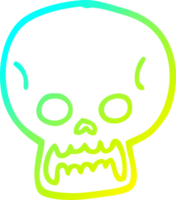 cold gradient line drawing of a cartoon halloween skull png
