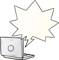 cartoon laptop computer with speech bubble in smooth gradient style png