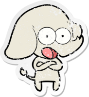 distressed sticker of a cute cartoon elephant png