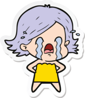 sticker of a cartoon woman crying png