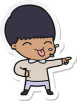 sticker of a cartoon boy sticking out tongue png