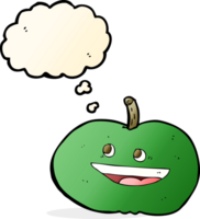 cartoon happy apple with thought bubble png