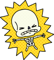 hand drawn cartoon of a scary skeleton png