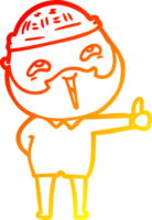 warm gradient line drawing of a cartoon happy bearded man png