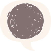 cartoon moon with speech bubble in retro style png