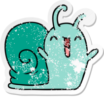 distressed sticker cartoon illustration kawaii happy cute snail png